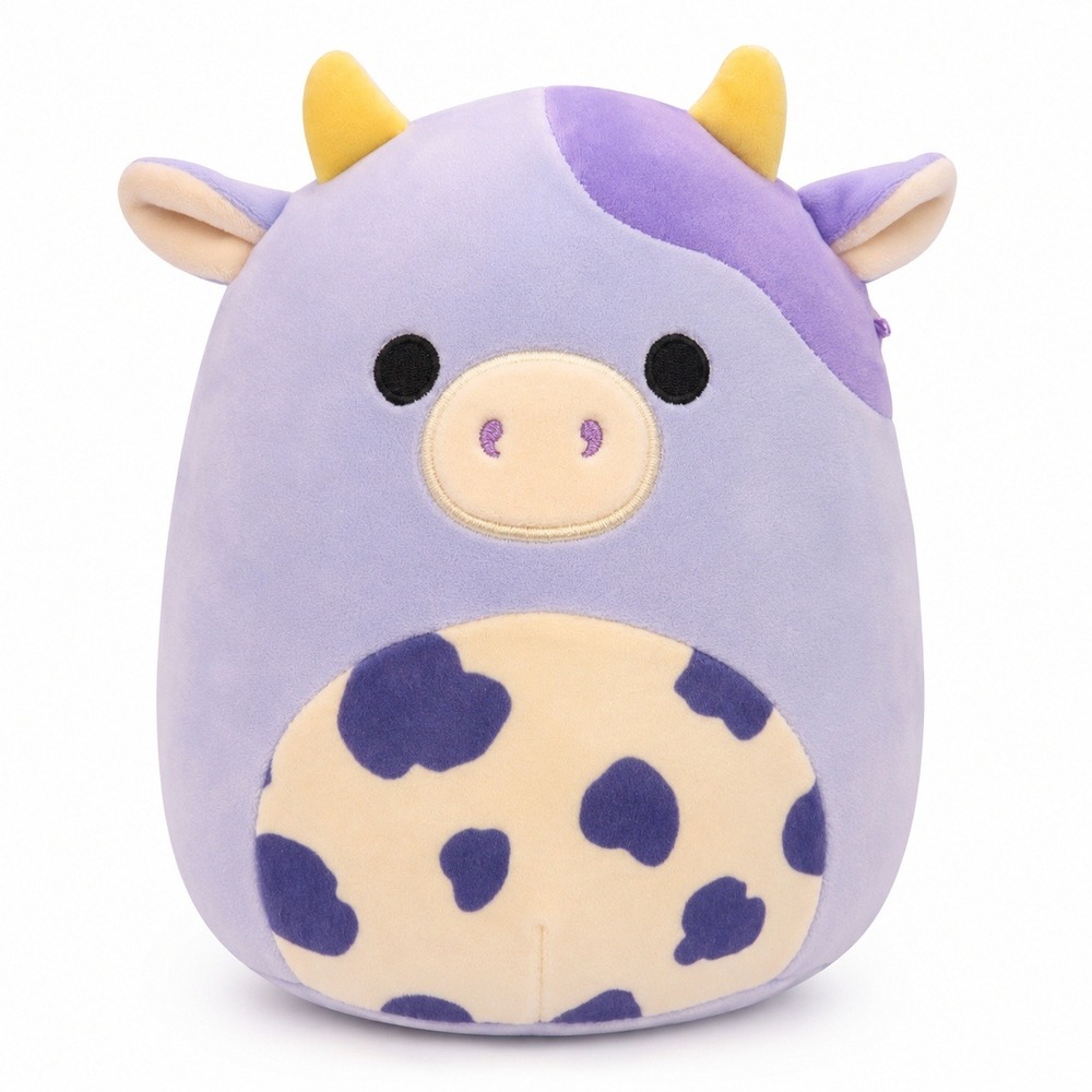 Squishmallows Bubba Cow 7.5" Plush NWT Purple Spotted Belly Kellytoy Collector